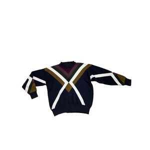 VTG Structure Men's Color Block Geometric Sweater Size Large Ramie Cotton Blend
